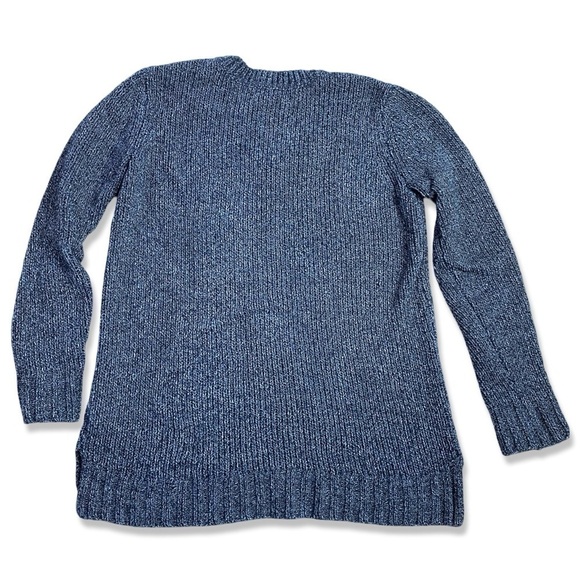 ⭐️ORVIS Chenille Knit Tunic Sweater Navy Blue V Neck - Picture 3 of 6